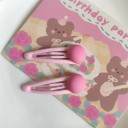 Juego de 2 unidades de horquillas para el cabello Bolas Rosadas Acabado Mate Aleación BB accesorio lateral para el cabello 2