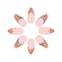 Juego de 24 piezas de uñas artificiales en forma de almendra con diseño de leopardo, lazos 3D y piedras decorativas, varios tamaños, con pegamento 2