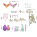 Juego de 29 decoraciones para tartas con diseño de cola de sirena, estrellas de mar, perlas y hojas de Sea World. Decoración colorida para cumpleaños. 2