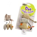 Juego de 3 mini ratones de peluche para gatos, de poliéster y fibra resistentes a las mordeduras, colores aleatorios, juguete interactivo de caza 2