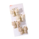 Juego de 4 piezas de horquillas de ganchillo en forma de mariposa Hecho a mano Diseño tejido Accesorios de cabello elegantes 11