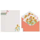 Juego de 4 unidades de papel de carta con sobres 16,1 × 11,4 cm papel 19,5 × 13,5 cm motivo floral para cartas y deseos 6