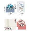 Juego de 4 unidades de papel de carta con sobres 16,1 × 11,4 cm papel 19,5 × 13,5 cm motivo floral para cartas y deseos 4