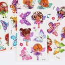 Juego de 5 hojas de tatuajes temporales brillantes de hadas y mariposas, pegatinas de tatuaje coloridas para el cuerpo para niños con efecto nocturno 3