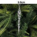Juego de 5 piezas de adornos navideños de plástico transparente en forma de carámbano de 9,8 cm para colgar con hilo en el árbol de Navidad 2