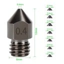 Juego de 5 piezas de boquillas de acero templado de 0,2 mm M6 para filamento de 1,75 mm Boquilla fina para impresión 3D detallada Boquillas 4