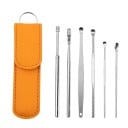 Juego de 6 herramientas de limpieza de oídos de acero inoxidable, raspadores de oídos higiénicos, cucharas multiusos con estuche, herramientas 5