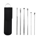Juego de 6 herramientas de limpieza de oídos de acero inoxidable, raspadores de oídos higiénicos, cucharas multiusos con estuche, herramientas reutilizables. 5