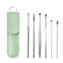 Juego de 6 herramientas de limpieza de oídos de acero inoxidable, raspadores de oídos higiénicos, cucharas multiusos con estuche, herramientas reutilizables. 7