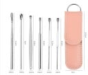 Juego de 6 herramientas de limpieza de oídos de acero inoxidable, raspadores de oídos higiénicos, cucharas multiusos con estuche, herramientas 7