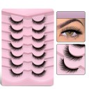 Juego de 7 pares de pestañas postizas Pestañas artificiales largas con tira completa Kit de extensión de pestañas Pestañas con pegamento natural 11