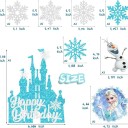 Juego de 8 decoraciones para tartas con personajes de castillo y copos de nieve, con purpurina azul y blanca, para fiesta de cumpleaños. 2