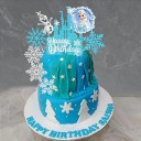 Juego de 8 decoraciones para tartas con personajes de castillo y copos de nieve, con purpurina azul y blanca, para fiesta de cumpleaños. 4