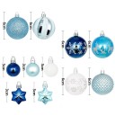 Juego de adornos navideños 44 pcs Diámetro 3–6 cm Bolas y estrellas azul-blancas Diferentes tamaños Decoración para el árbol Decoración festiva 2