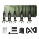 Juego de bandas de resistencia verdes para ejercicio de 150 lb con cinco bandas elásticas de 10 a 50 lb con mangos y anclaje para puerta y correas para tobillos 1