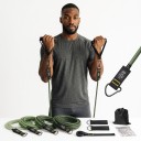 Juego de bandas de resistencia verdes para ejercicio de 150 lb con cinco bandas elásticas de 10 a 50 lb con mangos y anclaje para puerta y correas para tobillos 3