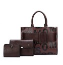 Juego de bolsos para mujer 3 piezas Bolso de mano con correa 32 x 13 x 23 cm clutch y billetera de cuero sintético Estampado de letras 3