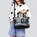 Juego de bolsos para mujer 3 piezas Bolso de mano con correa 32 x 13 x 23 cm clutch y billetera de cuero sintético Estampado de letras 5