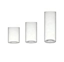Juego de candelabros de vidrio en forma de cilindro 3 piezas 5,3 × 8 / 10 / 18 cm Soportes de velas de vidrio transparentes Decoración de mesa para decoración de bodas 2
