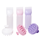 Juego de cepillo de masaje, cepillo para el cabello y botella con aplicador, cepillo de silicona suave para el cuero cabelludo, masaje, exfoliación, champú, aceite 2