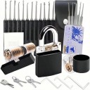 Juego de cerrajería para reparación de cerraduras 36 piezas acero inoxidable con cerradura de entrenamiento y estuche herramientas para servicio de cerraduras cilíndricas 1