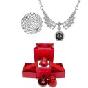 Juego de collar con proyección de alas y cadena de titanio con proyección de te amo en 100 idiomas, caja de regalo en forma de rosa 3