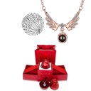 Juego de collar con proyección de alas y cadena de titanio con proyección de te amo en 100 idiomas, caja de regalo en forma de rosa 1