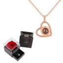 Juego de collar con proyección de corazón Te amo en 100 idiomas Cadena de titanio Colgante de cobre Caja de rosas Regalo romántico 1