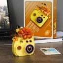 Juego de construcción de cámara con complemento floral 3D decoración de bloques Modelo creativo con diseño distintivo para adultos y adolescentes 2