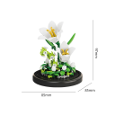 Juego de construcción flor Lirio Blanco bajo tapa transparente 8,5 x 8,5 cm Decoración elegante para el hogar Variante detallada 161 piezas 2