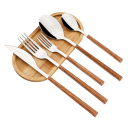 Juego de cubiertos de acero inoxidable Imitación de mango de madera Utensilios de mesa de cocina Cuchillo tenedor cuchara cuchara de té tenedor 3