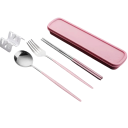 Juego de cubiertos portátil Cuchara Tenedor Palillos con estuche Utensilios de viaje delgados para comida en el trabajo escuela picnic 4