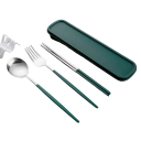 Juego de cubiertos portátil Cuchara Tenedor Palillos con estuche Utensilios de viaje delgados para comida en el trabajo escuela picnic 5