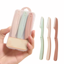 Juego de cuchillas plegables para cejas 3 unidades recortadores de vello de 15 cm con cubierta protectora para el diseño de cejas 2