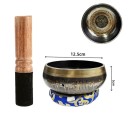 Juego de cuencos tibetanos de 12.5 cm con almohadilla de escritura tibetana y mazo de cuero para meditación, yoga, relajación, tratamiento de chakras 9