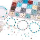 Juego de cuentas de arcilla con motivo océano conchas estrellas de mar tortugas Juego de polímero para la fabricación de joyas Pulseras collares 2