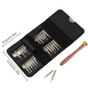 Juego de destornilladores de precisión en estuche de cuero 24 puntas + mango de aluminio Herramientas compactas para reparar relojes y electrónica 3
