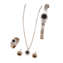 Juego de diseño romano collar pulsera anillo pendientes acero inoxidable joyería femenina simple regalo 6