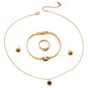 Juego de diseño romano collar pulsera anillo pendientes acero inoxidable joyería femenina simple regalo 3