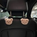 Juego de dos soportes para coche con cabeza de osito para reposacabezas, cabeza de peluche, gancho de plástico para bolsos, gafas, ropa 2