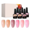 Juego de esmaltes en gel 6 uds 7,5 ml Base de caucho Rubber Base sin HEMA y TPO UV LED duración semi-permanente de 3 semanas 1
