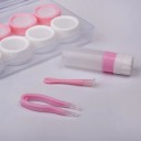 Juego de estuches para lentes de contacto con accesorios estuche de plástico colorido con varios compartimentos y botellita para viajar 3