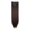 Juego de extensiones de clip en lacio de 60 cm cabello sintético para engrosar y alargar el peinado 6 piezas fácil aplicación 4