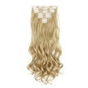 Juego de extensiones de clip en onduladas 55 cm cabello sintético resistente al calor para alargar y engrosar el cabello 7 piezas 130 g 14