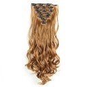 Juego de extensiones de clip en onduladas 55 cm cabello sintético resistente al calor para alargar y engrosar el cabello 7 piezas 130 g 16