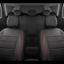 Juego de fundas de asiento para 5 asientos 9 piezas Fundas universales de cuero sintético con espuma PE Negras con costuras rojas en los asientos 4