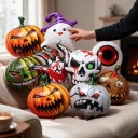 Juego de globos inflables de Halloween 10 pcs Globos de foil Calabaza Calavera Ojo Manos esqueléticas y fantasma Decoración y adorno de Halloween 6
