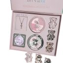 Juego de maquillaje de regalo Bear Family con brillos en forma de osito, paleta de sombras de ojos, rubor, polvo y collar, rosa, regalo para mujeres 2
