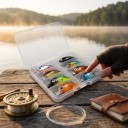 Juego de mini wobbler crankbait 8 pcs 4,5 cm en caja de plástico Cebos artificiales flotantes con ojos 3D y anzuelos triples Para la pesca 5