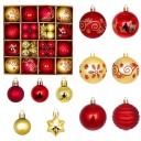 Juego de Navidad 44 pcs adornos 3 - 6 cm Bolas y estrellas rojo dorado para árbol de Navidad Diferentes tamaños para decoración festiva 1